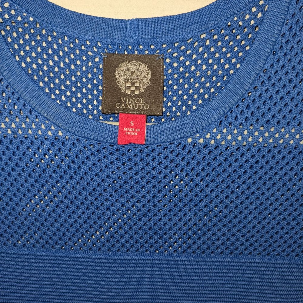 NWOT Vince Camuto Dress Blue Casual Knit Flare Women's Small Stretchy Spring - Picture 9 of 9